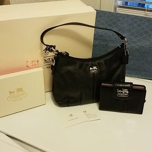 All leather coach satchel & wallet